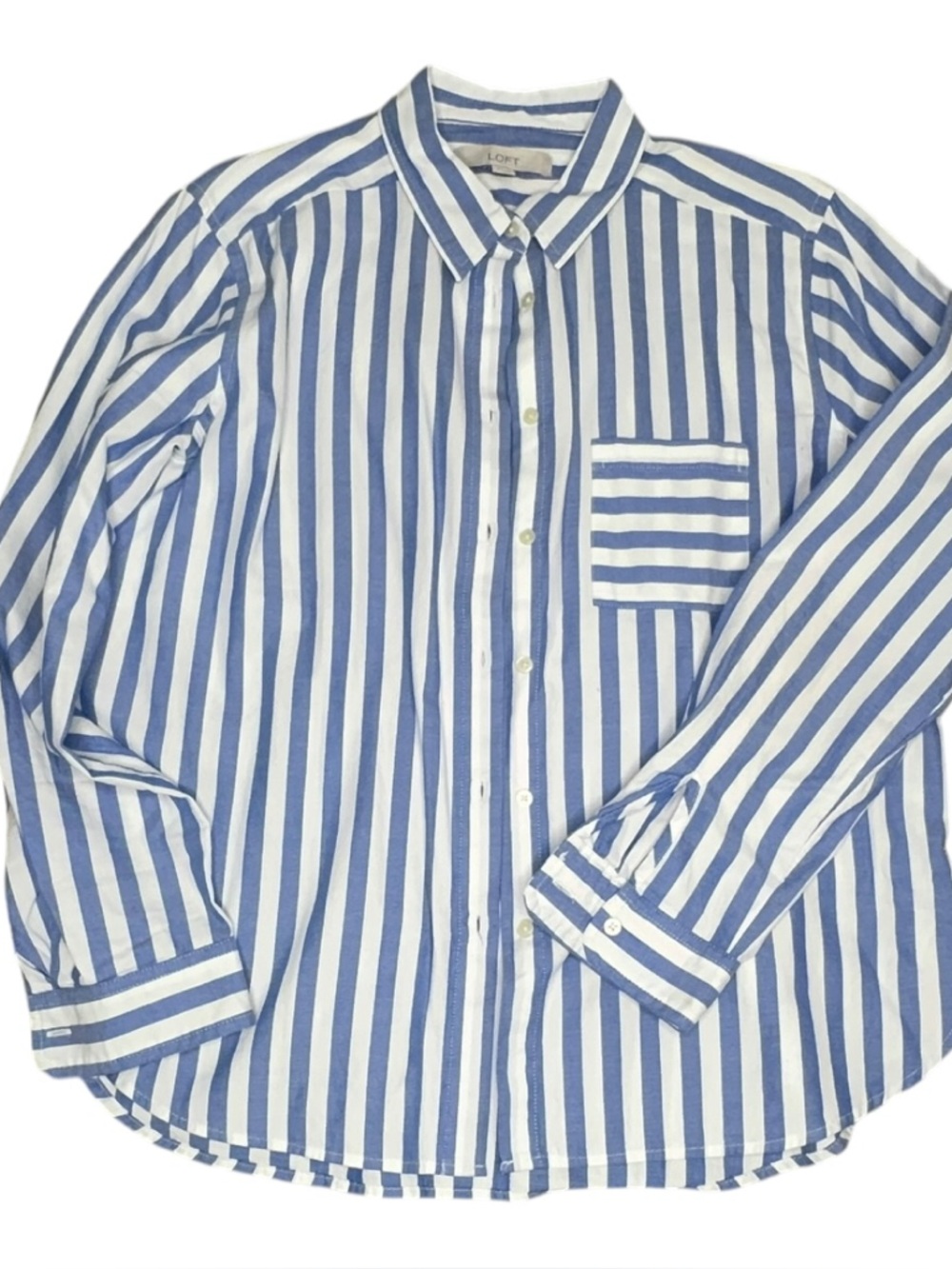 Loft Blue and White Stripe blouse size Small